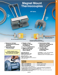 Thumbnail of document Data Sheet - MP1-E Heavy-Duty Magnetic Mount Thermocouples for Ferrous Metal Surfaces